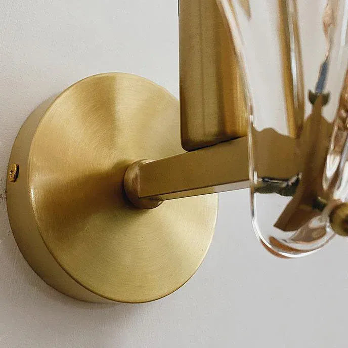 Lounge Wall Lights with Seashell Glass and Brass Accent Modern Sconce