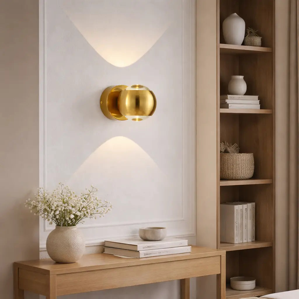 Wall Sconce Lamp with Crystal Glass Hourglass Design and Up Down Light Projection