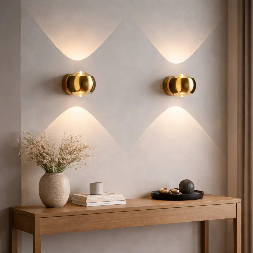 Wall Sconce Lamp with Crystal Glass Hourglass Design and Up Down Light Projection