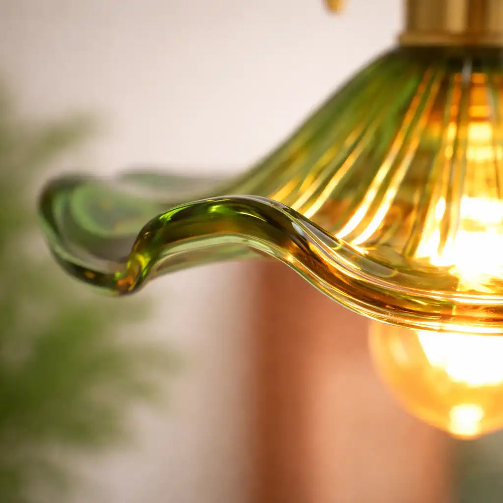 Glass Pendant Light with Modern Floral Design and Adjustable Suspension
