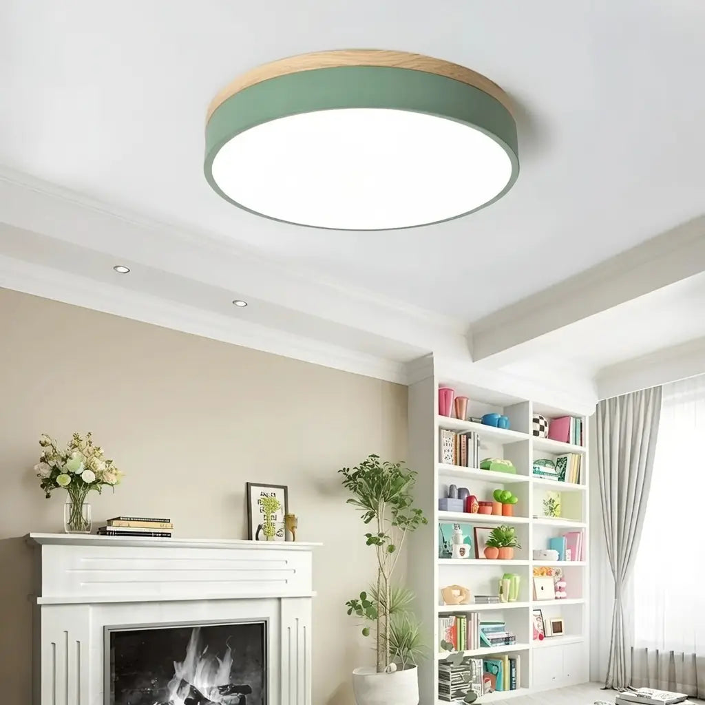 LED-Deckenleuchte mit Akzent aus Naturholz für Schlafzimmer und Flur
