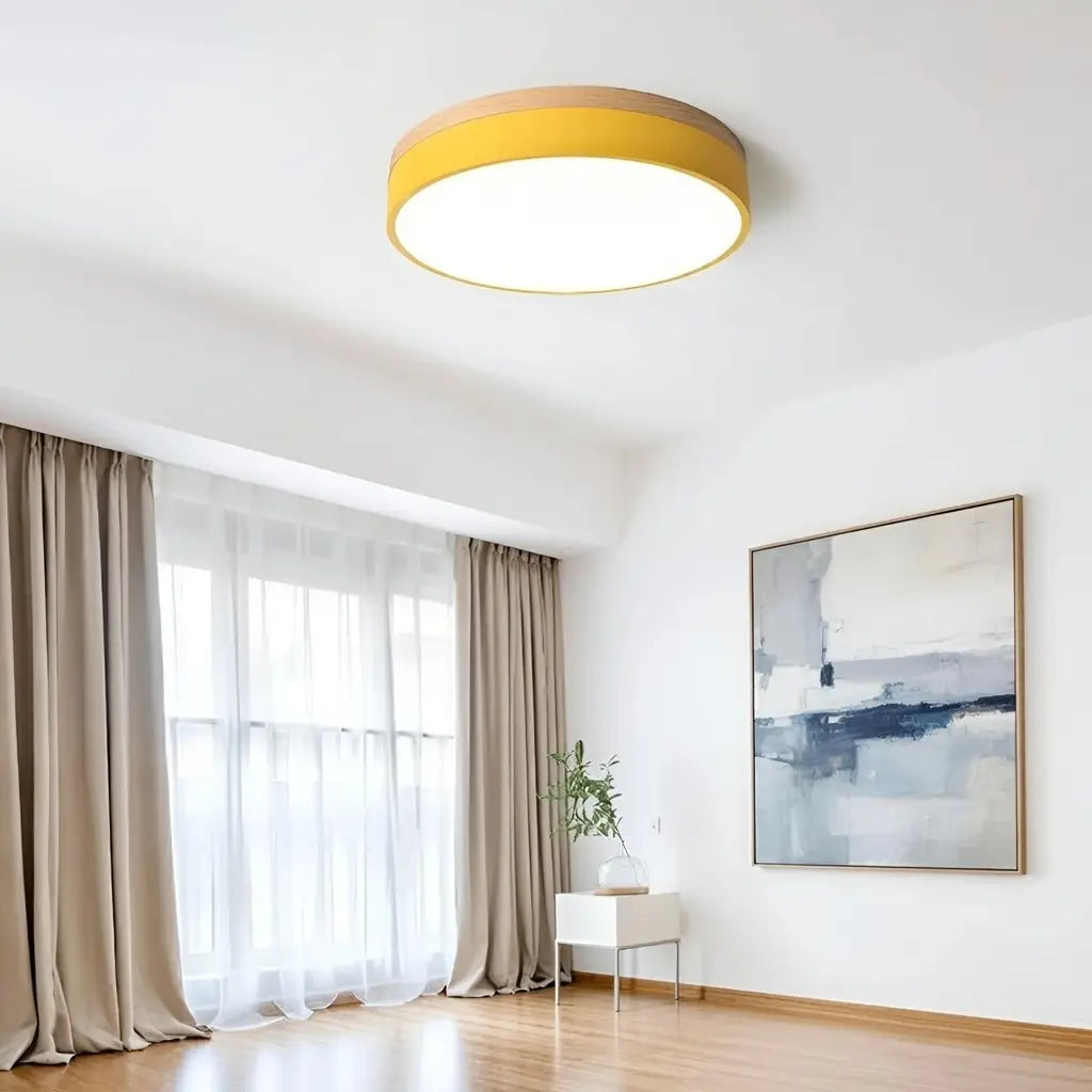 LED-Deckenleuchte mit Akzent aus Naturholz für Schlafzimmer und Flur