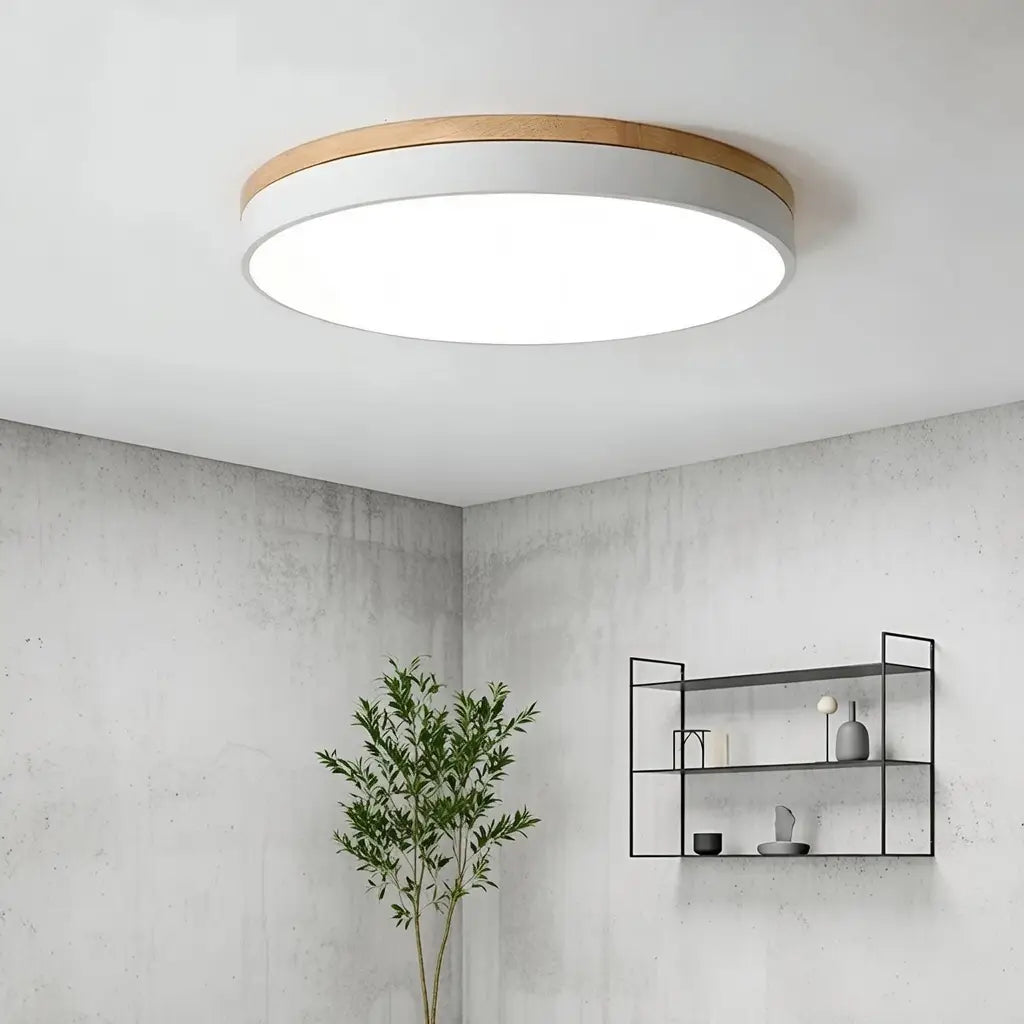 LED-Deckenleuchte mit Akzent aus Naturholz für Schlafzimmer und Flur