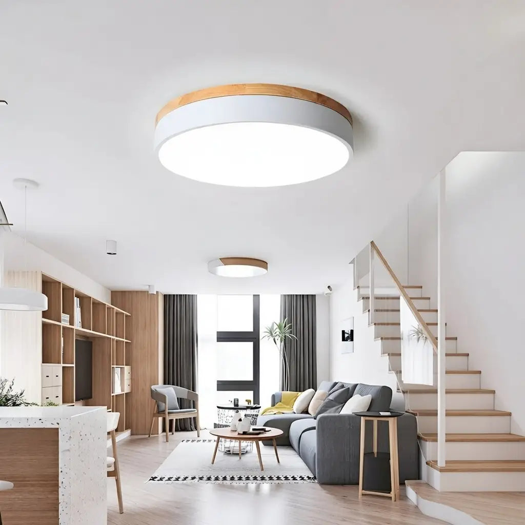 LED-Deckenleuchte mit Akzent aus Naturholz für Schlafzimmer und Flur
