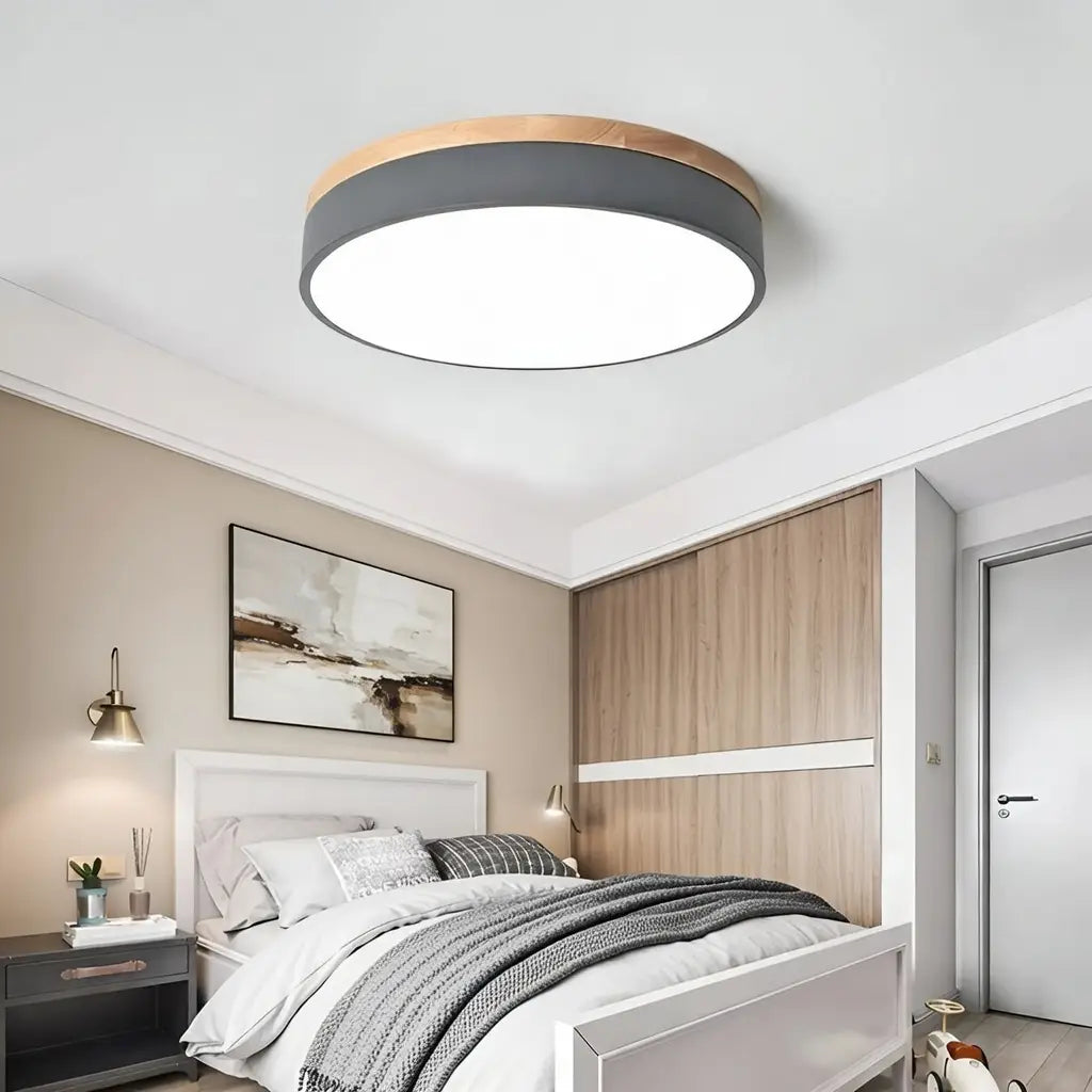 LED-Deckenleuchte mit Akzent aus Naturholz für Schlafzimmer und Flur