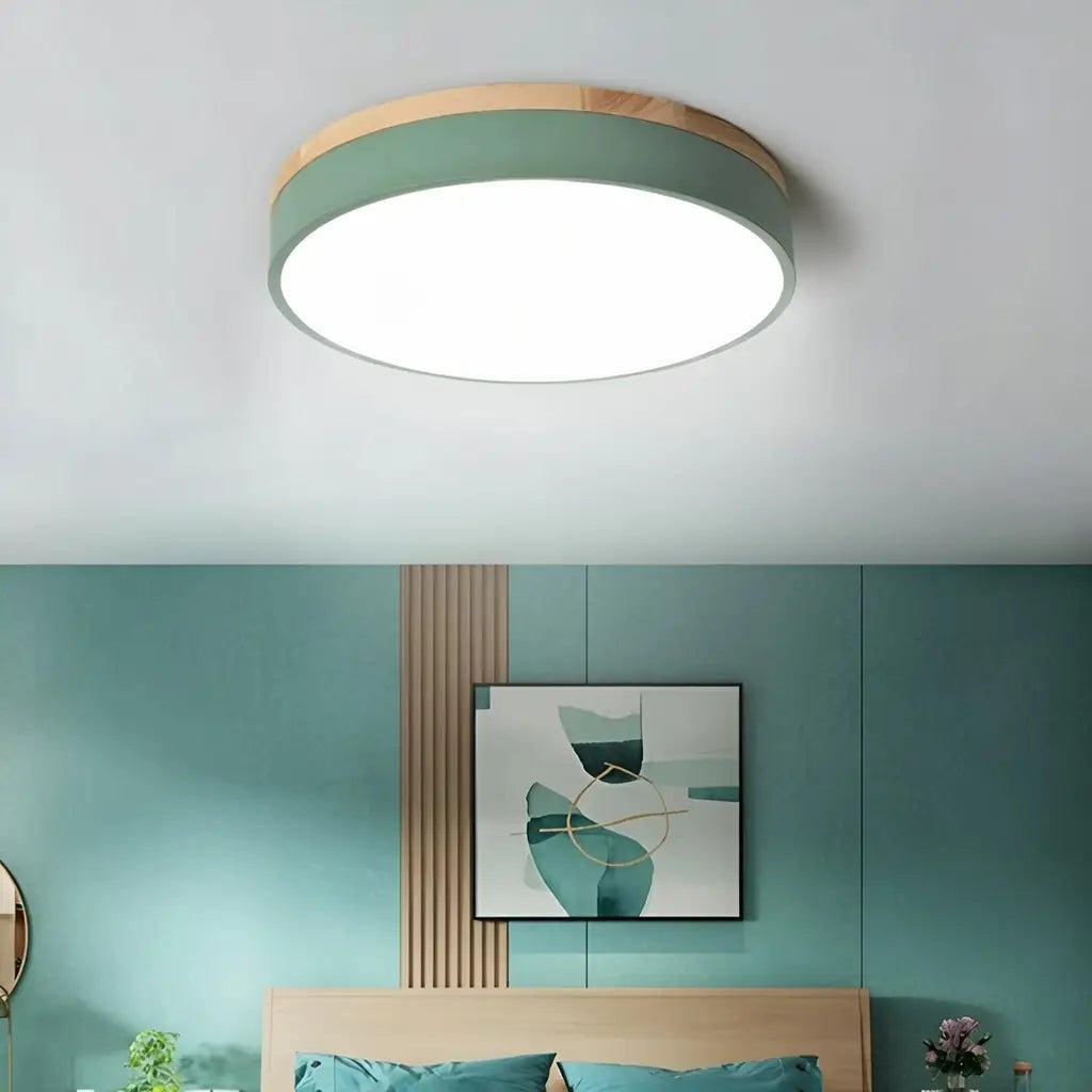 LED-Deckenleuchte mit Akzent aus Naturholz für Schlafzimmer und Flur