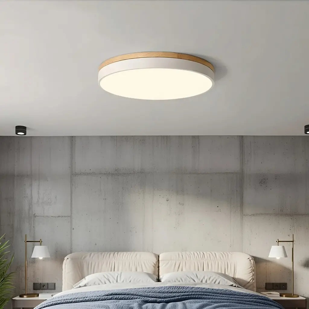 LED-Deckenleuchte mit Akzent aus Naturholz für Schlafzimmer und Flur