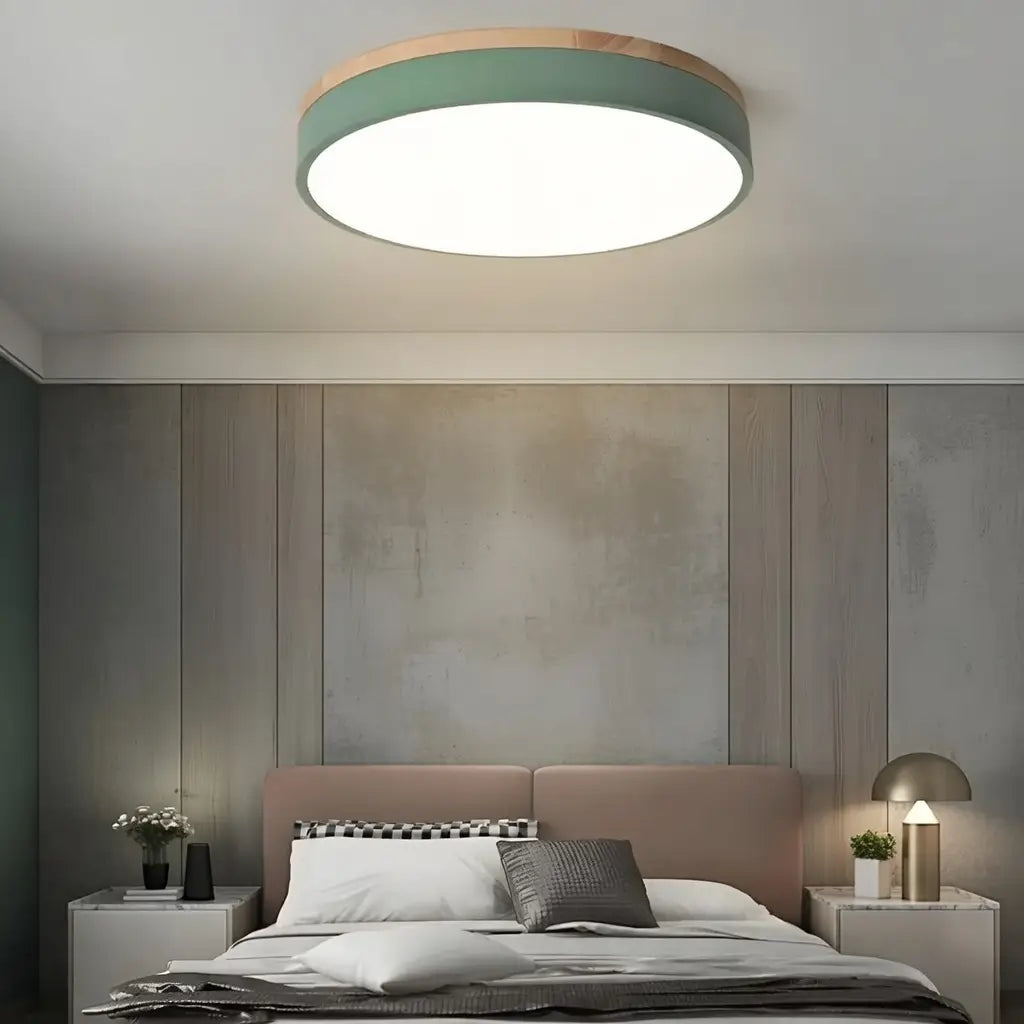 LED-Deckenleuchte mit Akzent aus Naturholz für Schlafzimmer und Flur