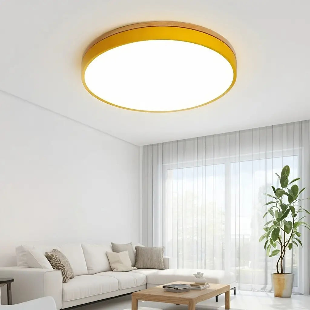 LED-Deckenleuchte mit Akzent aus Naturholz für Schlafzimmer und Flur