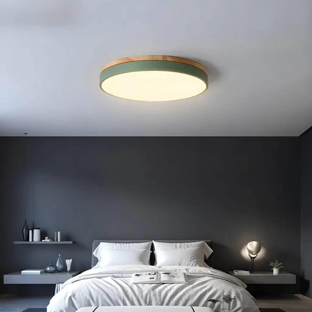 LED-Deckenleuchte mit Akzent aus Naturholz für Schlafzimmer und Flur