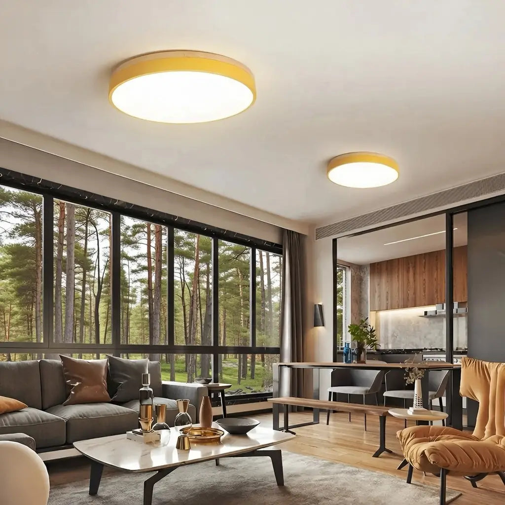 LED-Deckenleuchte mit Akzent aus Naturholz für Schlafzimmer und Flur