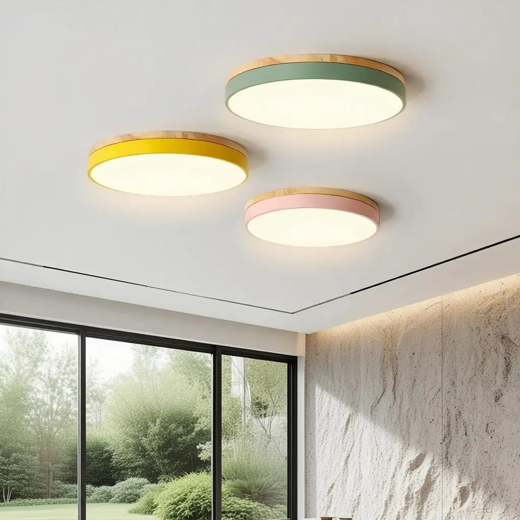 LED-Deckenleuchte mit Akzent aus Naturholz für Schlafzimmer und Flur