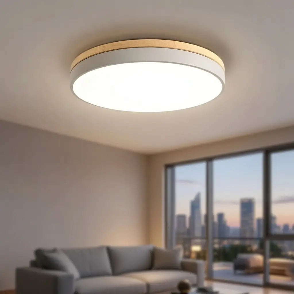 LED-Deckenleuchte mit Akzent aus Naturholz für Schlafzimmer und Flur