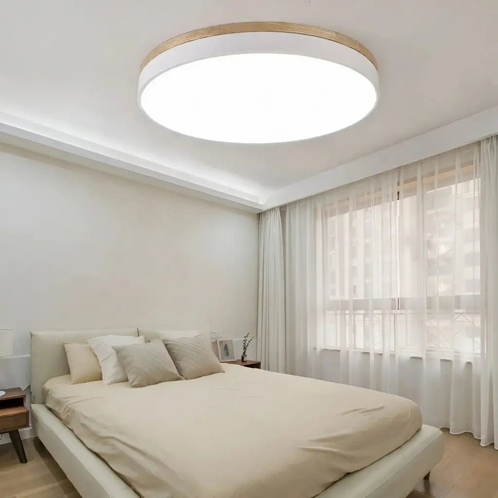 LED-Deckenleuchte mit Akzent aus Naturholz für Schlafzimmer und Flur