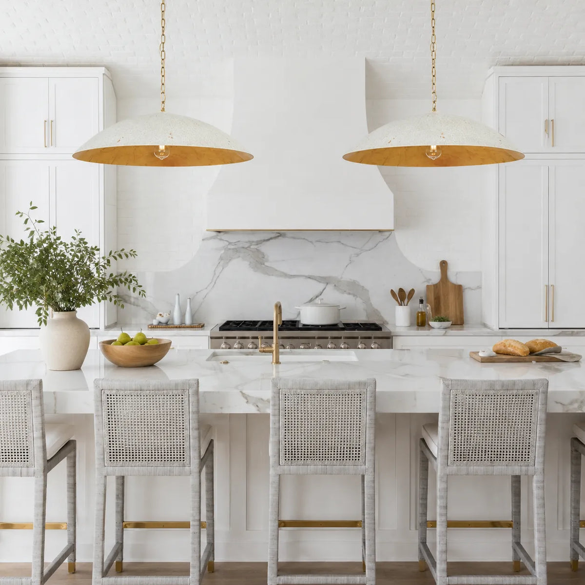 Pendant Light with Oversized Dome Shade and Gold-Lined Interior