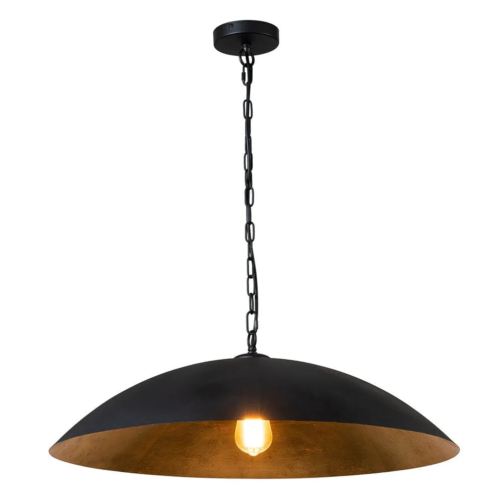 Pendant Light with Oversized Dome Shade and Gold-Lined Interior