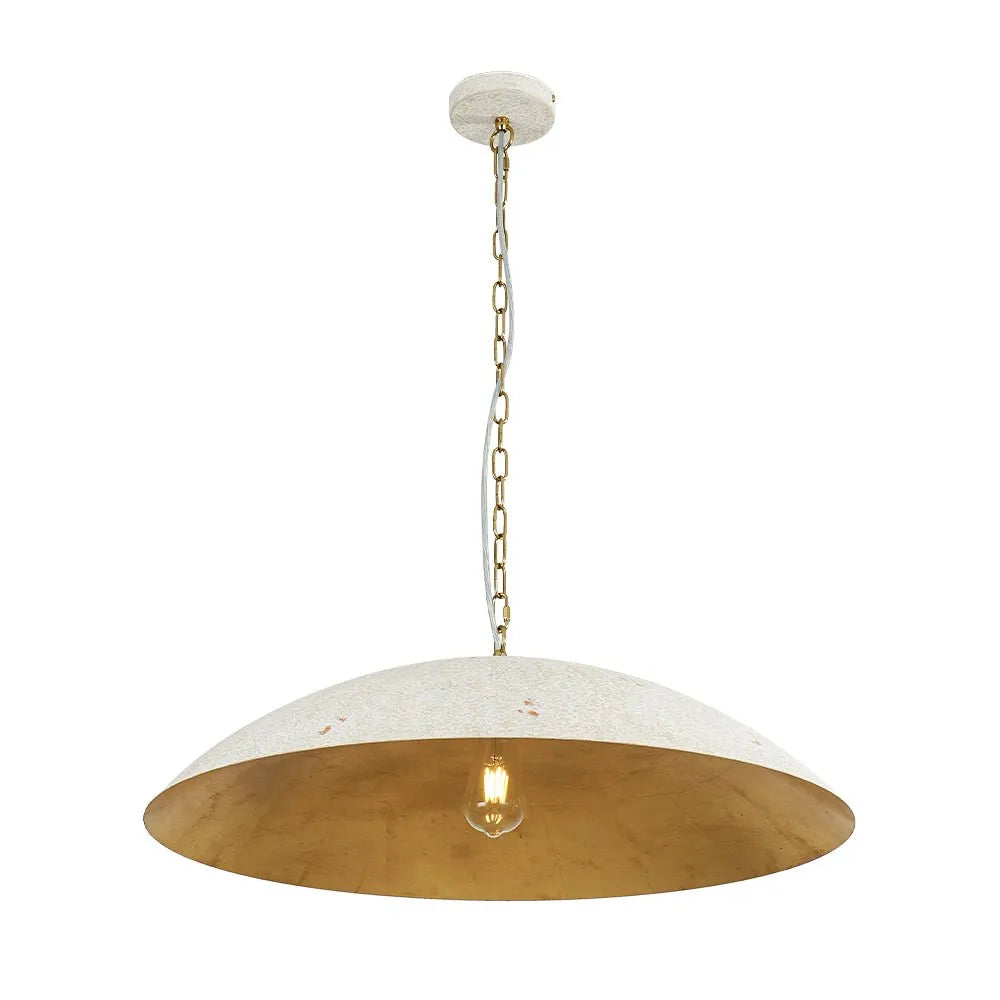 Pendant Light with Oversized Dome Shade and Gold-Lined Interior