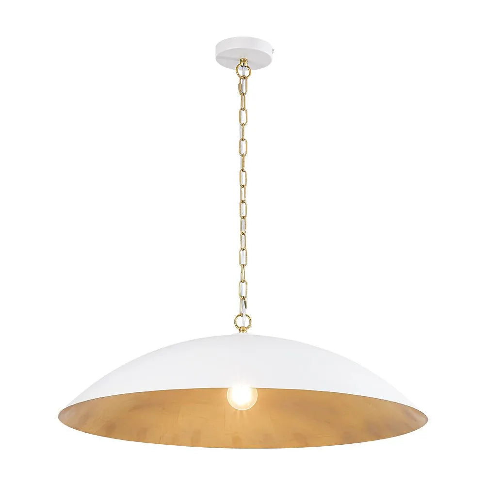 Pendant Light with Oversized Dome Shade and Gold-Lined Interior