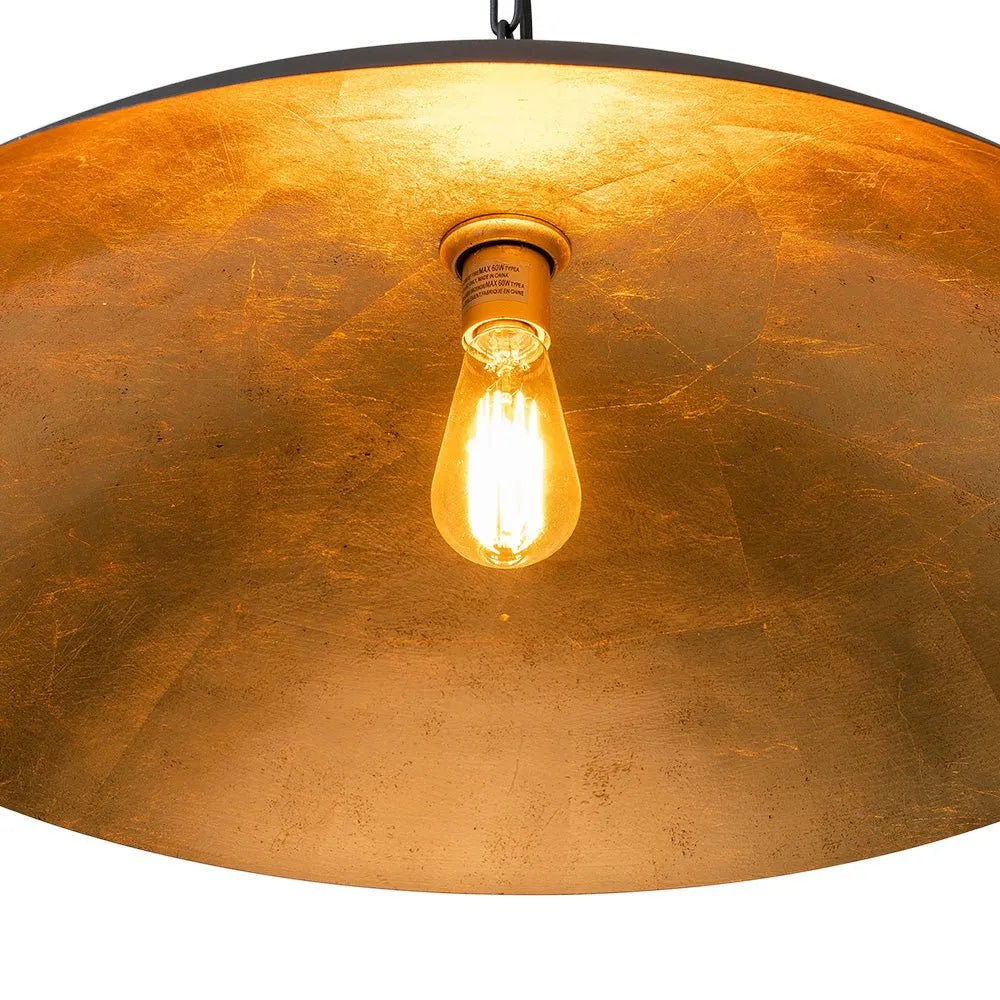 Pendant Light with Oversized Dome Shade and Gold-Lined Interior