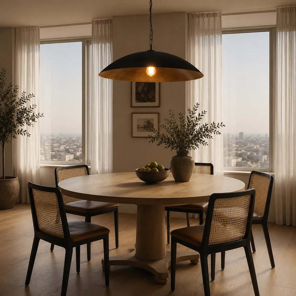 Pendant Light with Oversized Dome Shade and Gold-Lined Interior