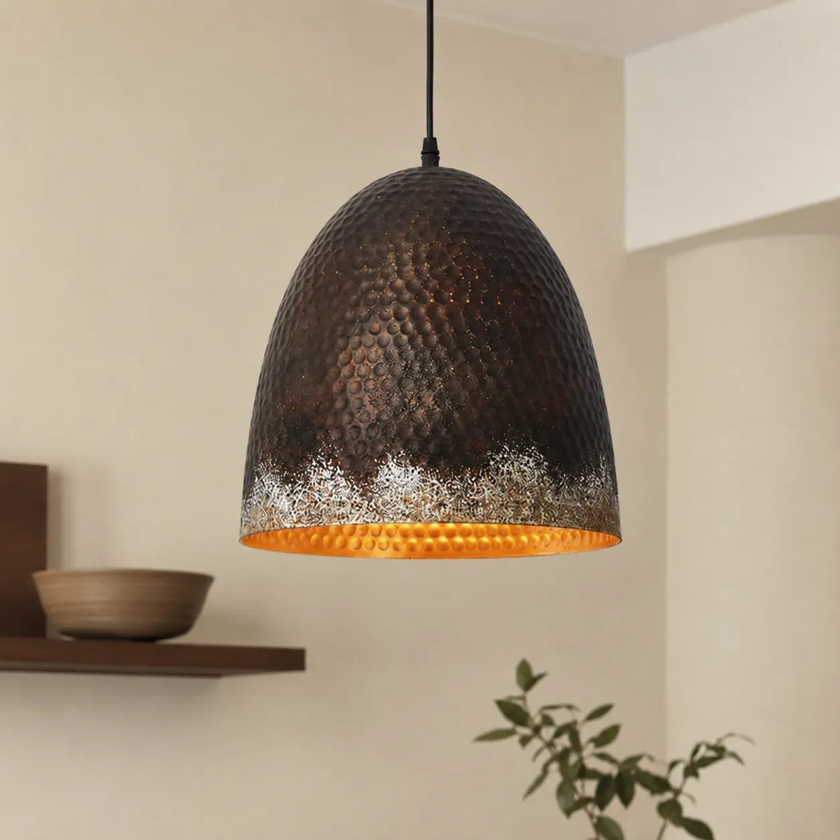 Pendant Light with Hammered Metal Finish for Dining Room Kitchen Island Living