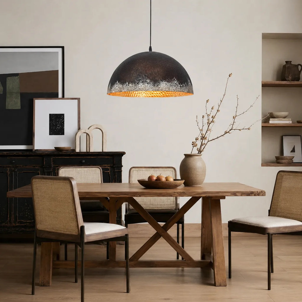 Pendant Light with Hammered Metal Finish for Dining Room Kitchen Island Living