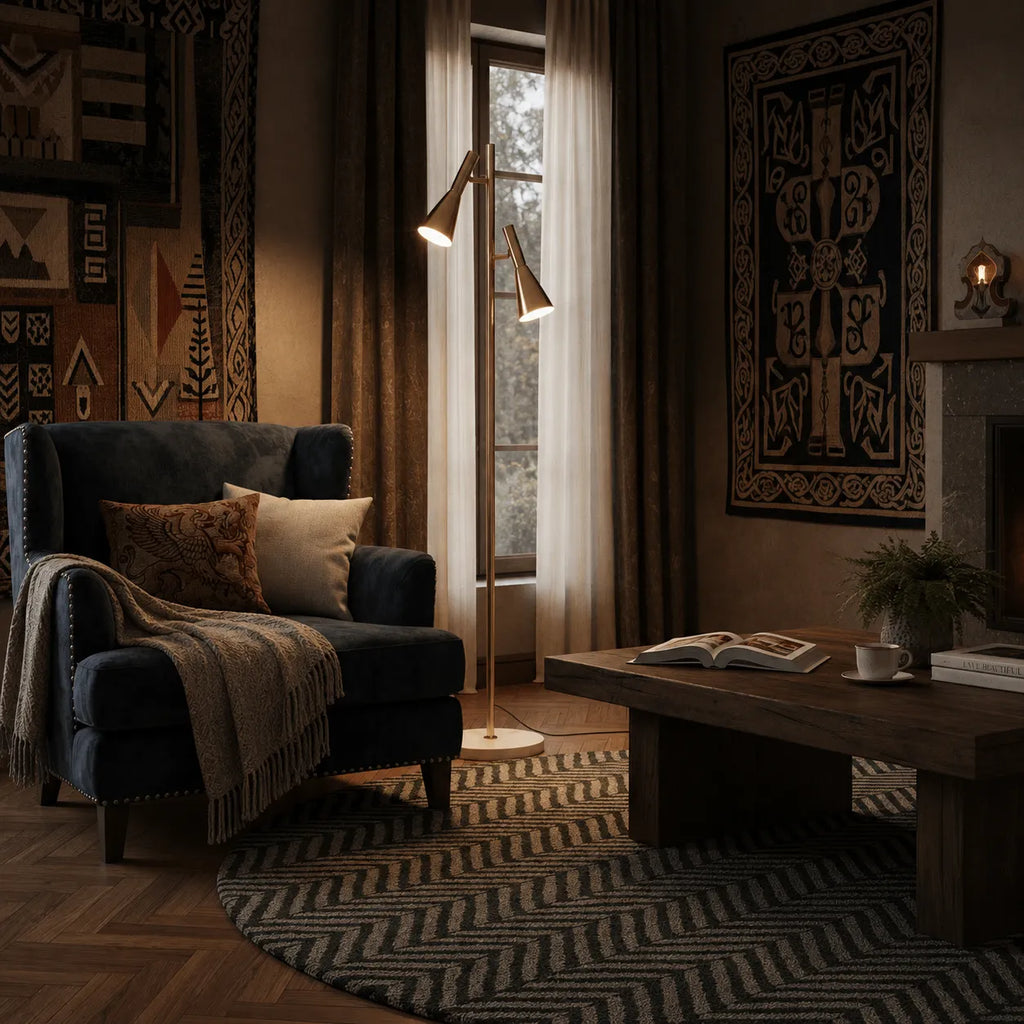Stehleuchte mit verstellbarem, drehbarem Schirm, Marmorsockel und modernem nordischem Design