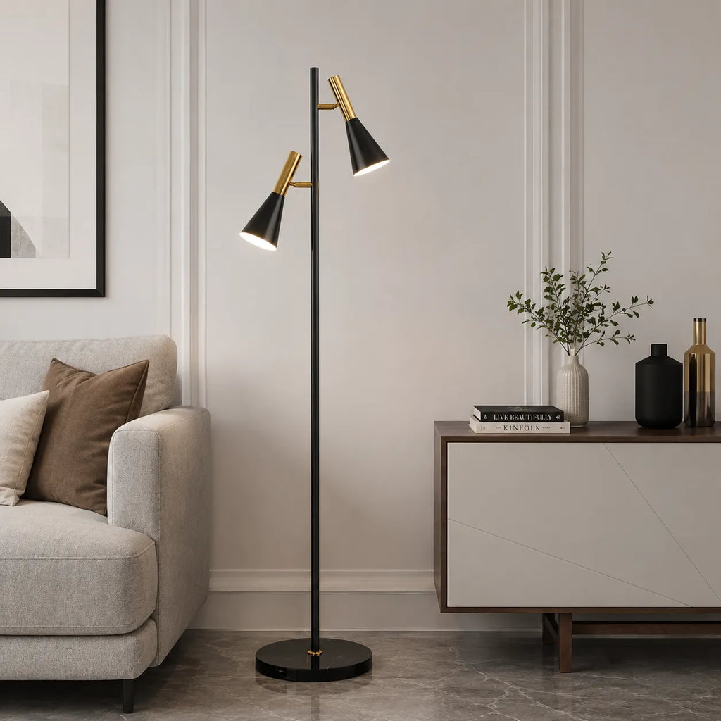 Stehleuchte mit verstellbarem, drehbarem Schirm, Marmorsockel und modernem nordischem Design