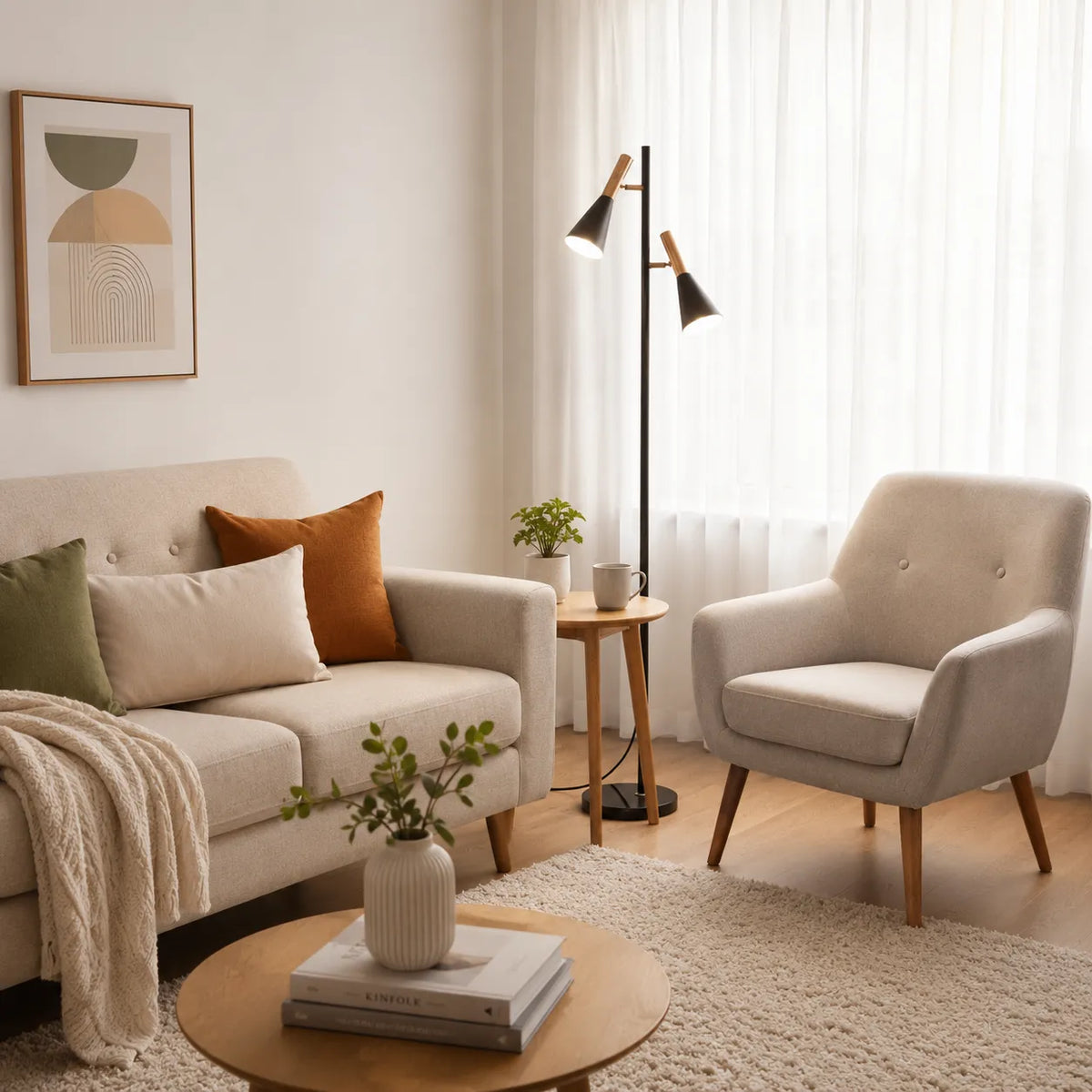 Floor Lamp with Adjustable Rotating Shade Marble Base and Modern Nordic Design