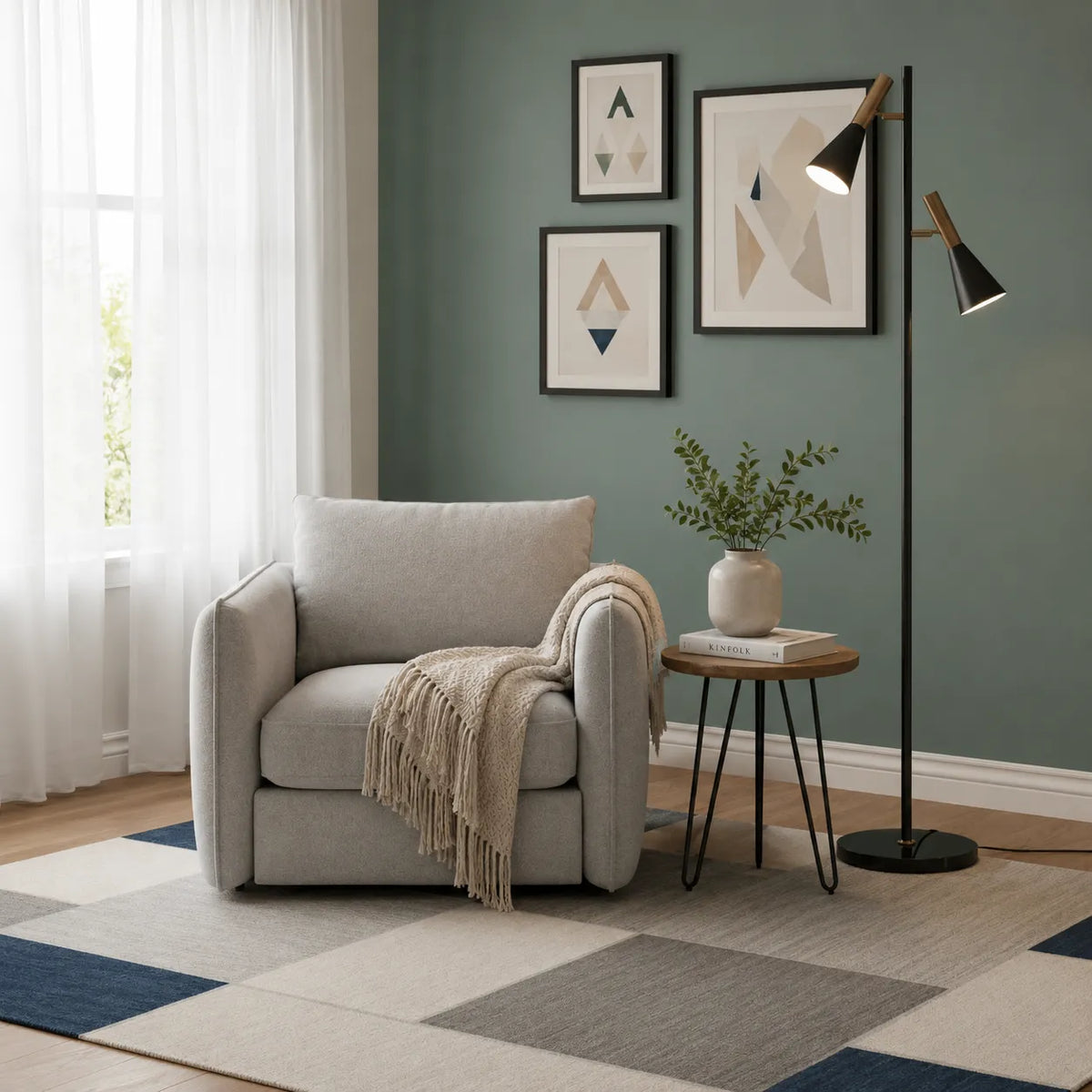 Stehleuchte mit verstellbarem, drehbarem Schirm, Marmorsockel und modernem nordischem Design