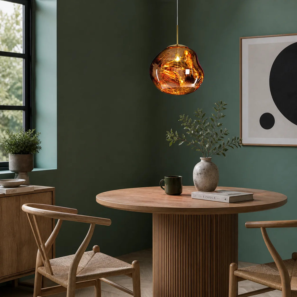 Lampada a sospensione dal design moderno con paralume scolpito in policarbonato a effetto fuso e LED