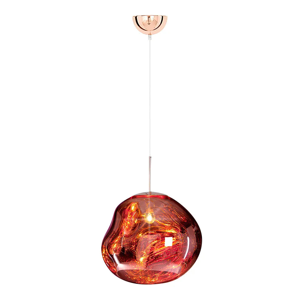 Pendelleuchte mit skulpturalem Polycarbonatschirm in Schmelzoptik und modernem LED-Design