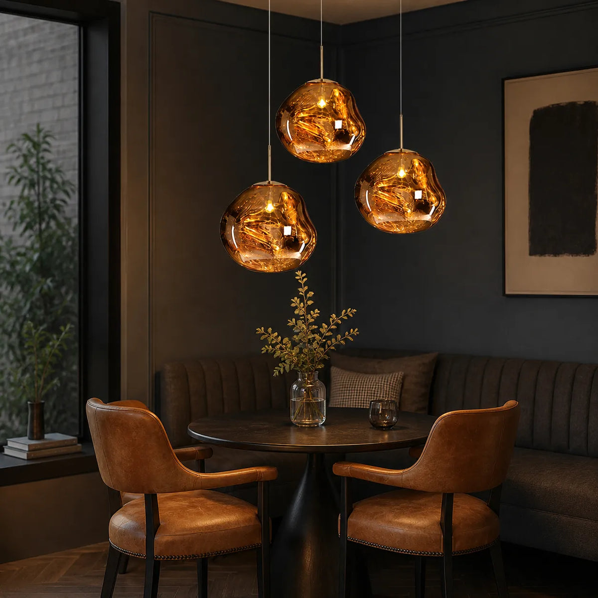 Lampada a sospensione dal design moderno con paralume scolpito in policarbonato a effetto fuso e LED