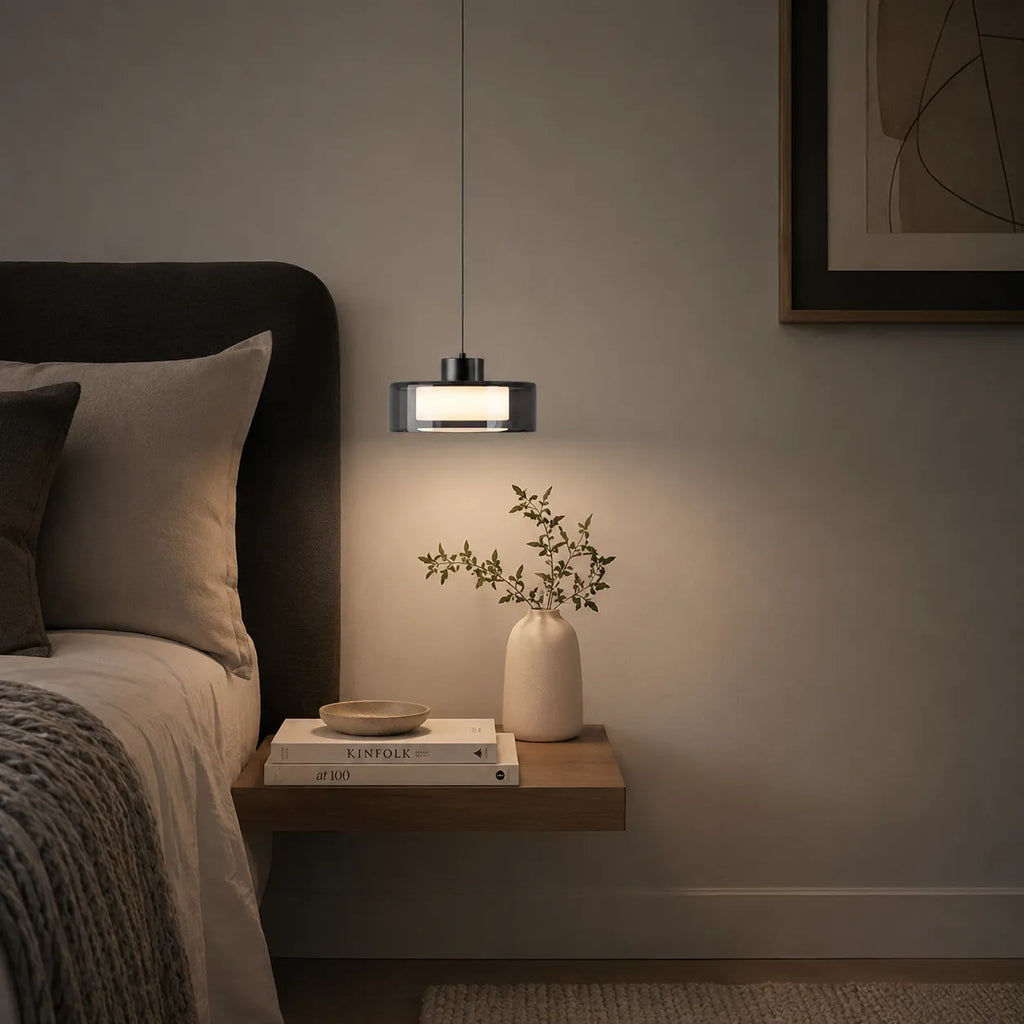 Lampada a sospensione con vetro fumé e finitura color rame per cucina e sala da pranzo