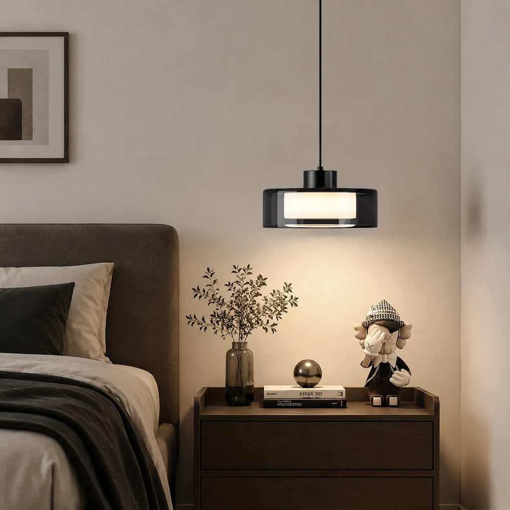 Lampada a sospensione con vetro fumé e finitura color rame per cucina e sala da pranzo