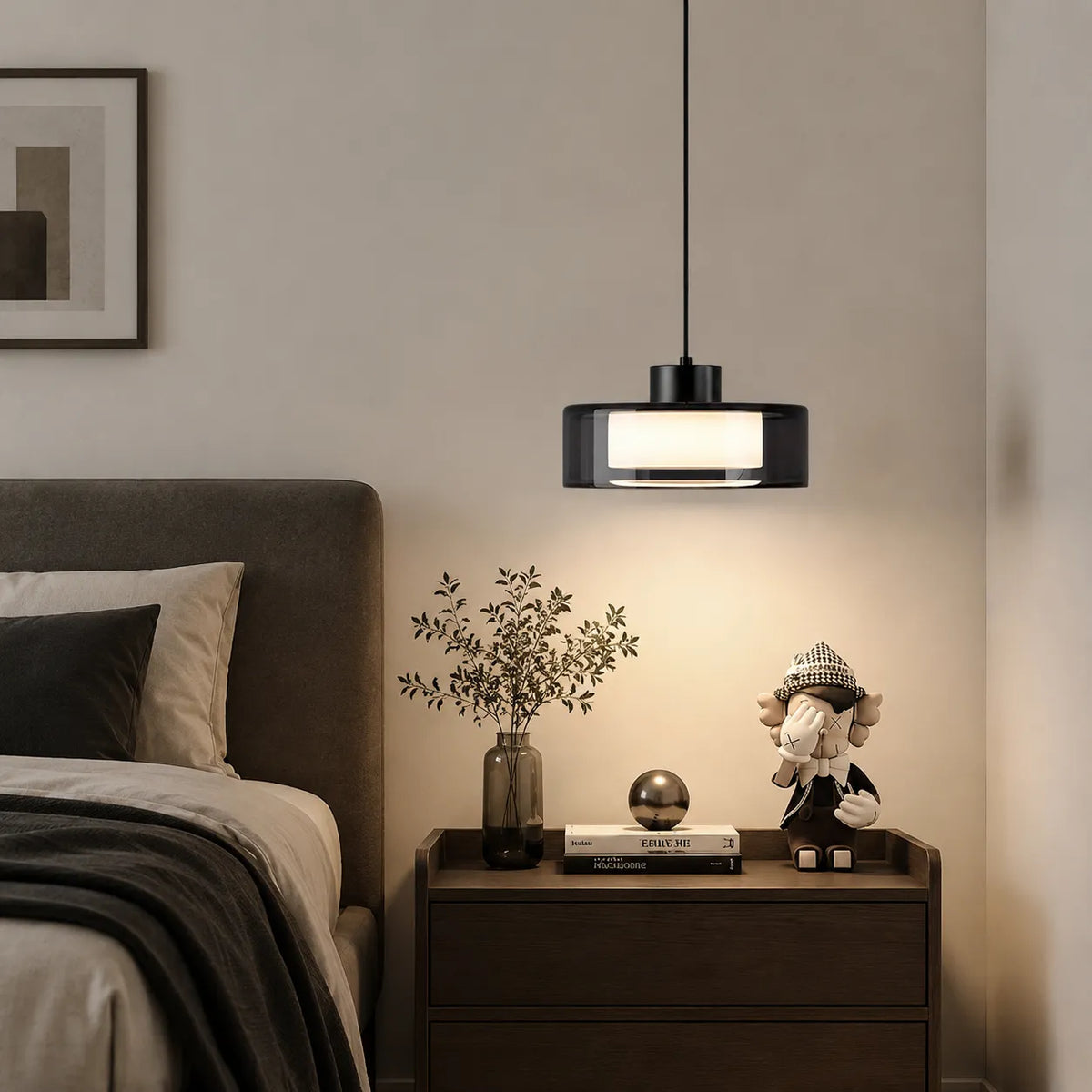 Pendelleuchte mit Rauchglas und Kupferfinish für Küche und Esszimmer