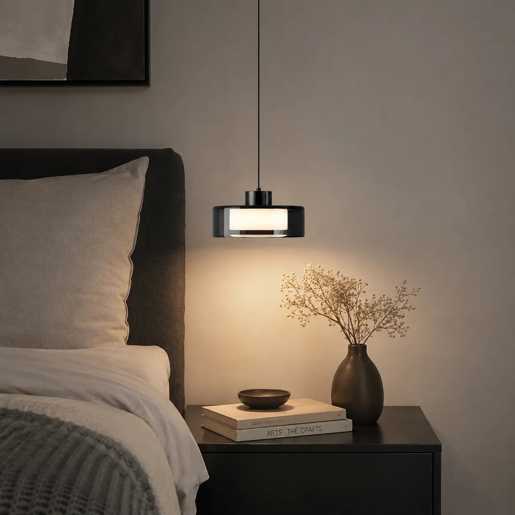 Lampada a sospensione con vetro fumé e finitura color rame per cucina e sala da pranzo