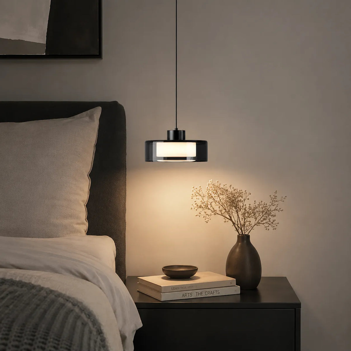 Pendelleuchte mit Rauchglas und Kupferfinish für Küche und Esszimmer