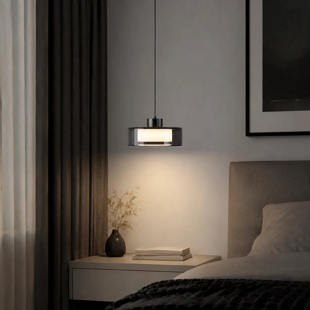 Lampada a sospensione con vetro fumé e finitura color rame per cucina e sala da pranzo