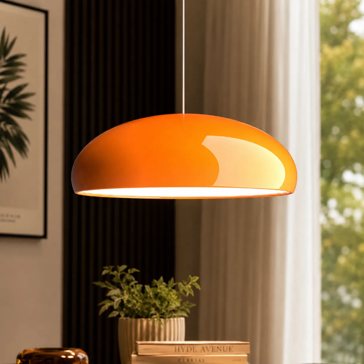 Lámpara colgante con diseño escultural de cúpula e iluminación LED integrada para el comedor y la isla de cocina