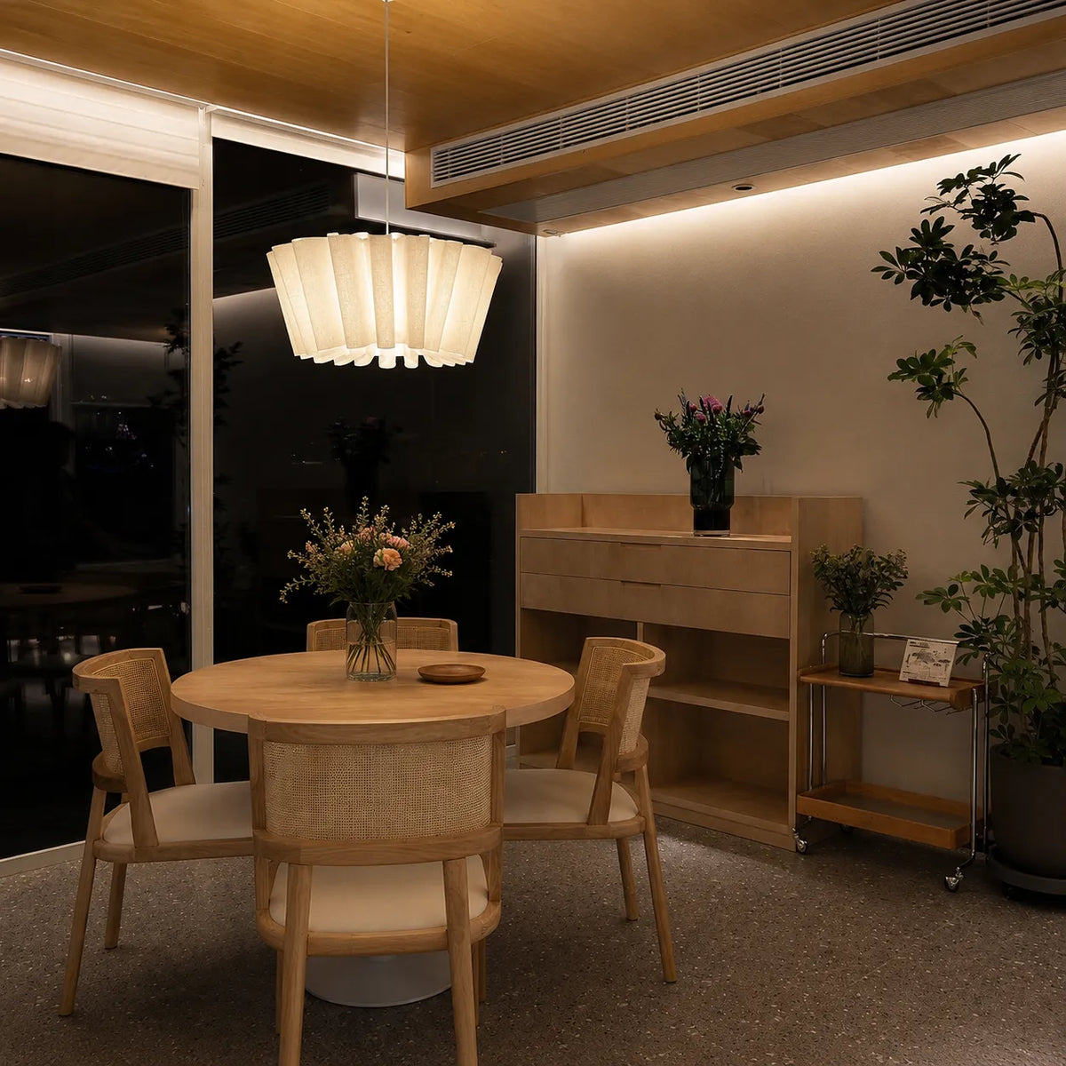Küchen-Pendelleuchten mit plissiertem Stoffschirm und Eisenrahmen für Esszimmer und Schlafzimmer
