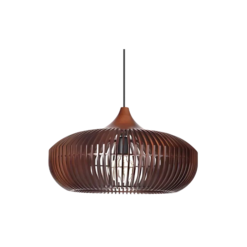 Lámparas colgantes de cocina con silueta de halo de madera natural, modernas y suspendidas del techo