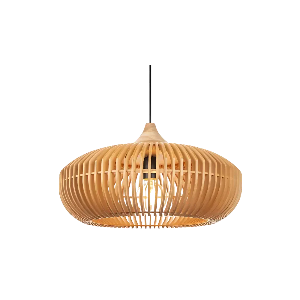 Lámparas colgantes de cocina con silueta de halo de madera natural, modernas y suspendidas del techo