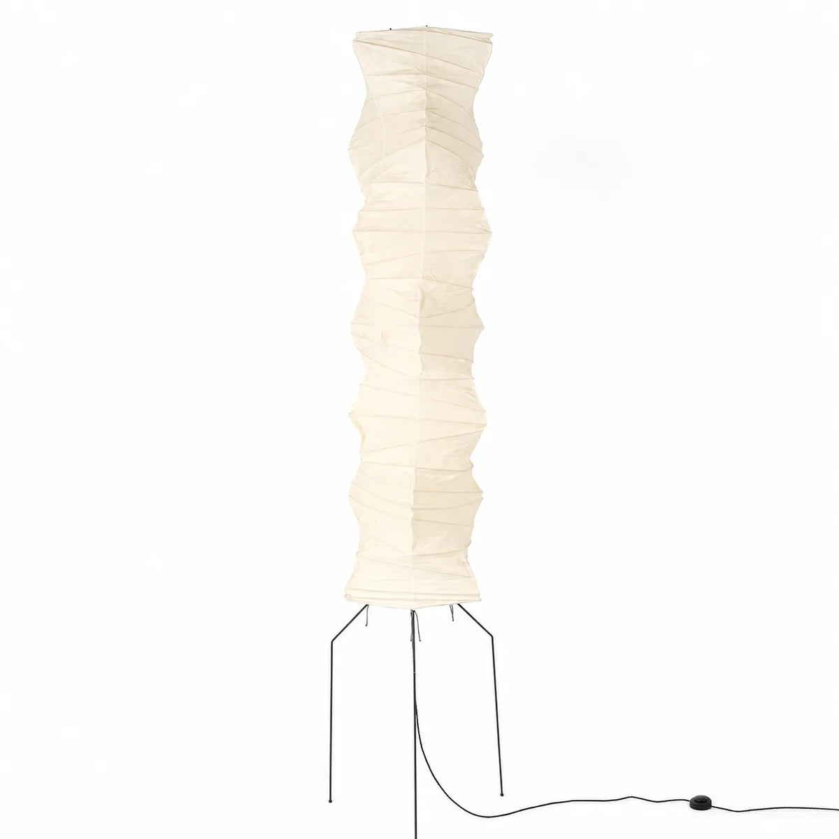 Floor Lamp with Japanese Mulberry Paper Shade and Sculptural Metal Frame
