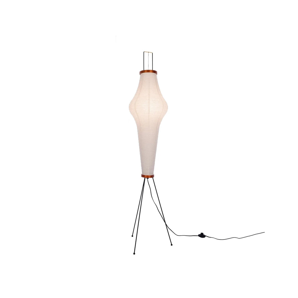 Floor Lamp with Japanese Mulberry Paper Shade and Sculptural Metal Frame