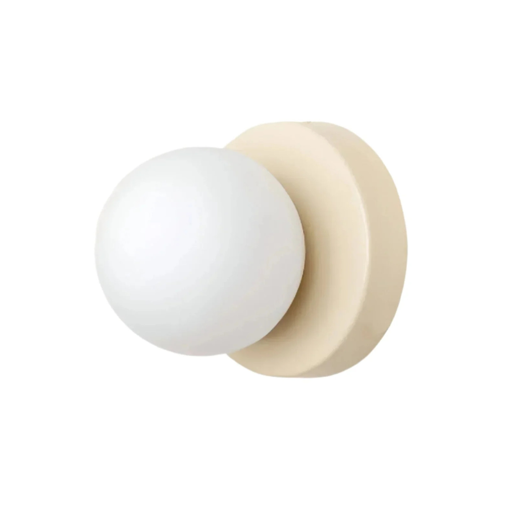 Wall Light with Frosted Glass Globe and Metal Backplate for Dual or Ceiling Mount