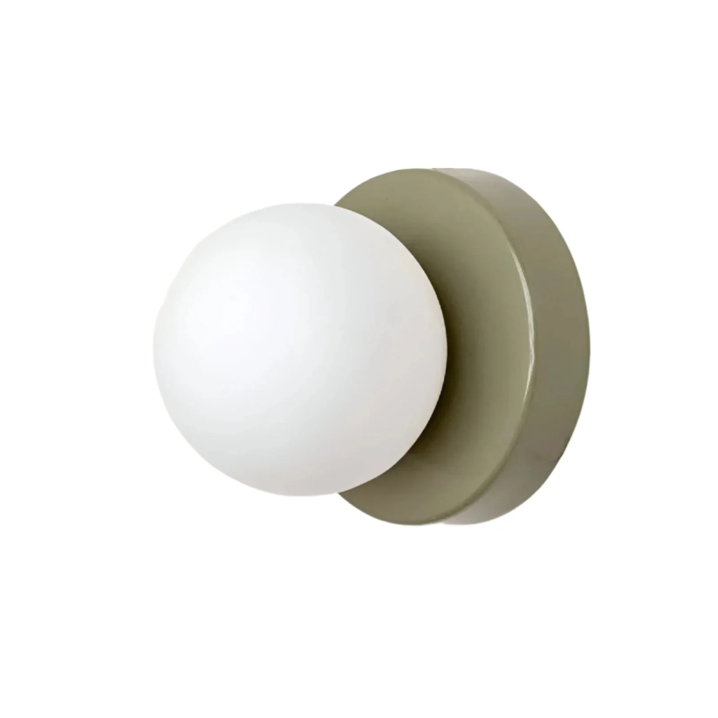 Wall Light with Frosted Glass Globe and Metal Backplate for Dual or Ceiling Mount