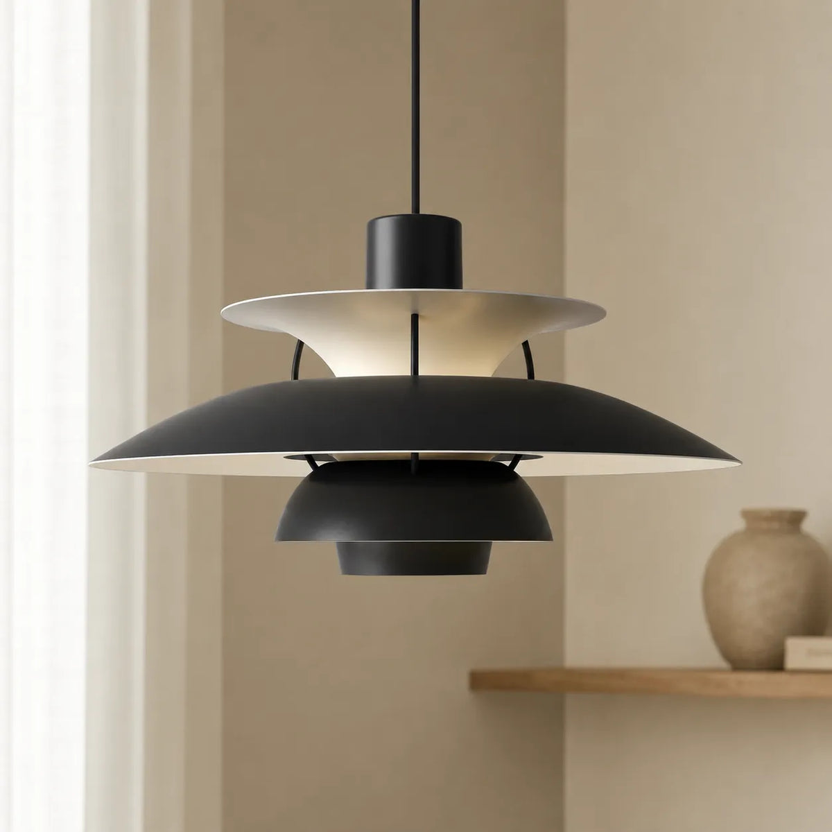 Pendant Light with Layered Aluminum Design and Nordic Scandinavian Form