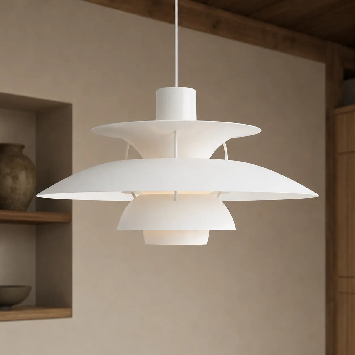 Pendant Light with Layered Aluminum Design and Nordic Scandinavian Form