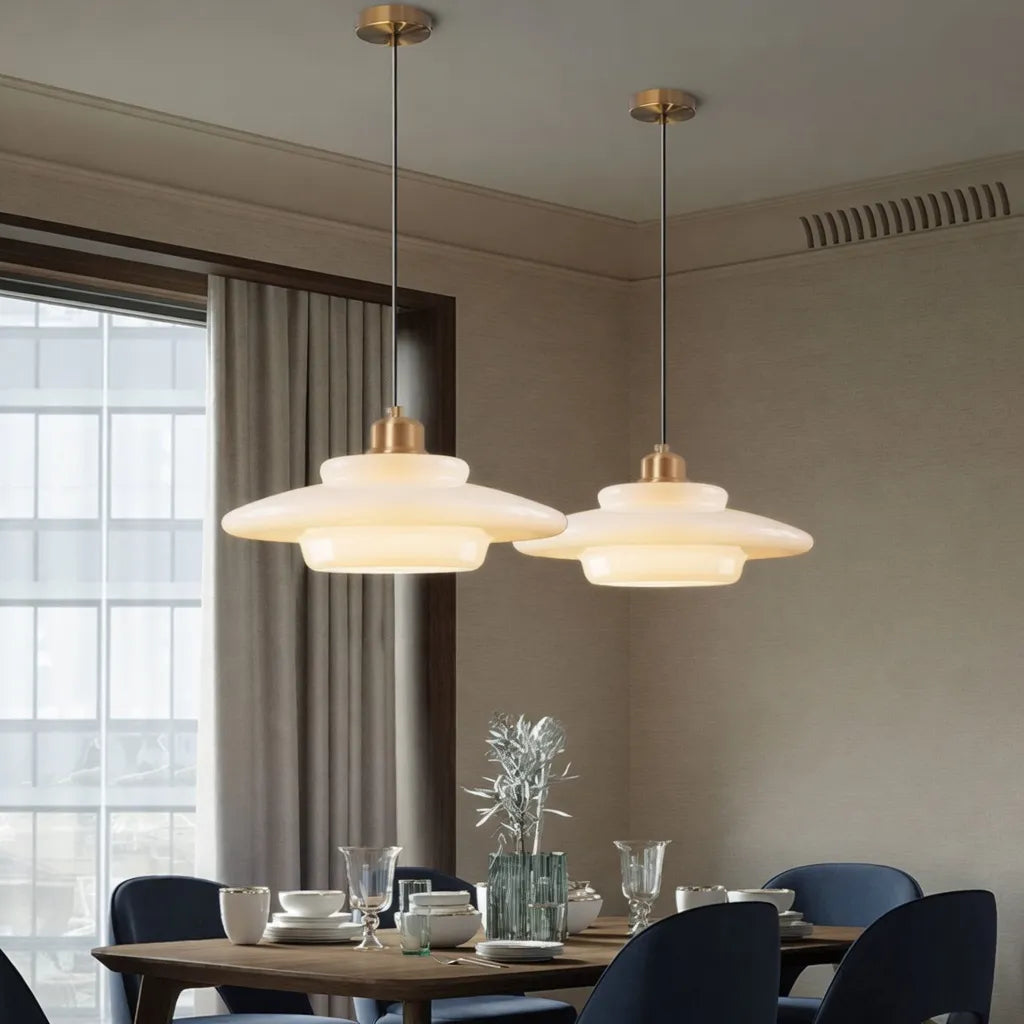 Pendant Light with Layered Opal Glass and Soft Ambient Glow